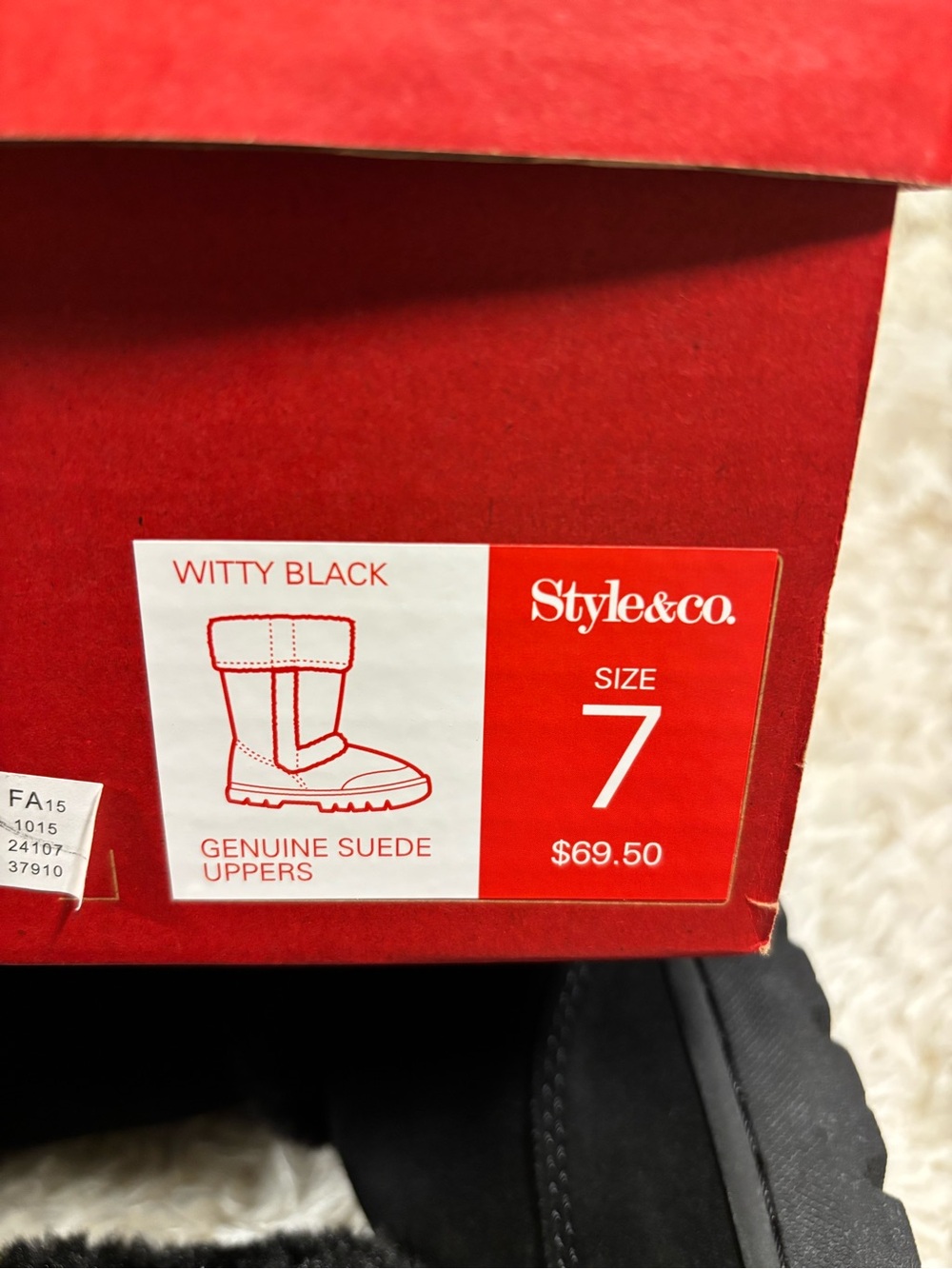 Style & Co Women's Witty Black Suede & Faux Fur Winter Boots-7 - Picture 3 of 8
